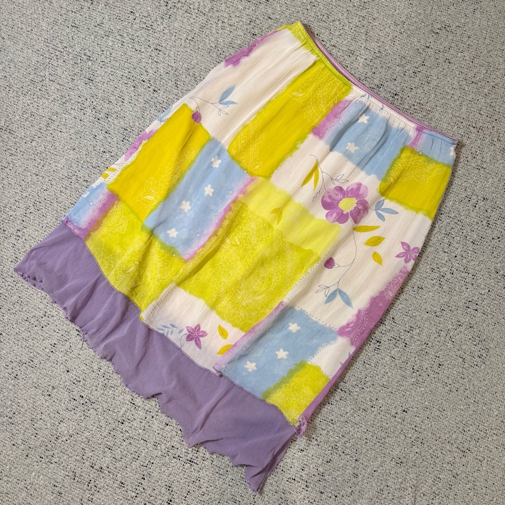 Y2K Patchwork Midi Skirt S/M
